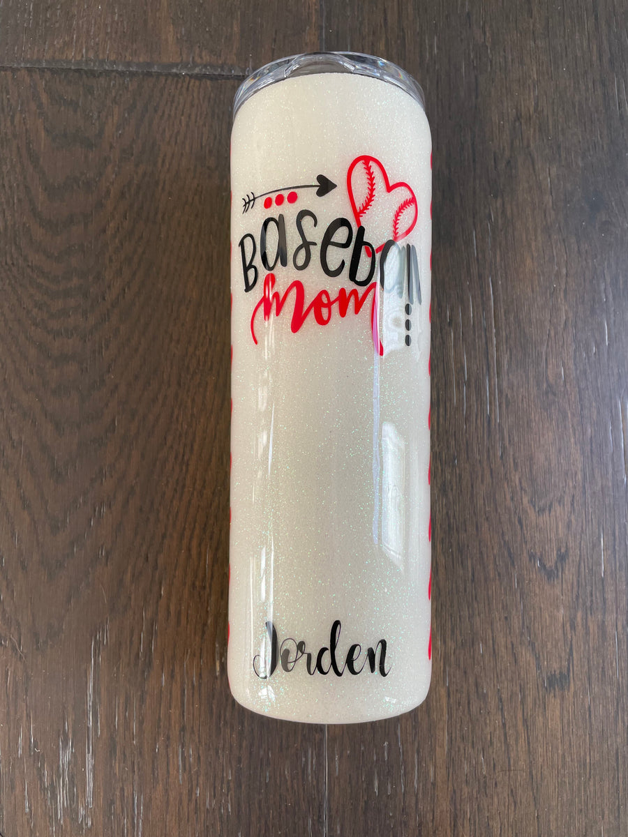 Baseball mom glitter mason jar, baseball mom glitter tumbler, baseball –  K.C.'s Creations Station