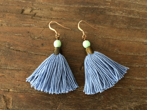 Cornflower Blue Tassel Earrings