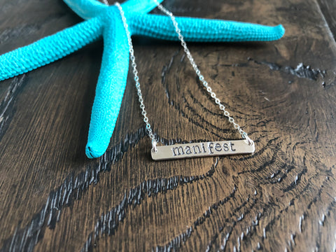 Sterling Silver Mantra Bar - Manifest