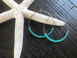 Large Beaded Boho Hoops - Teal