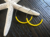 Large Beaded Boho Hoop - Yellow