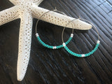 Large Teal/White Boho Hoop