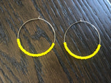 Large Beaded Boho Hoop - Yellow
