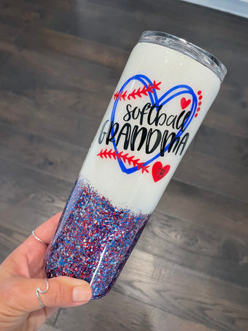 Glitter Softball Grandma Tumbler