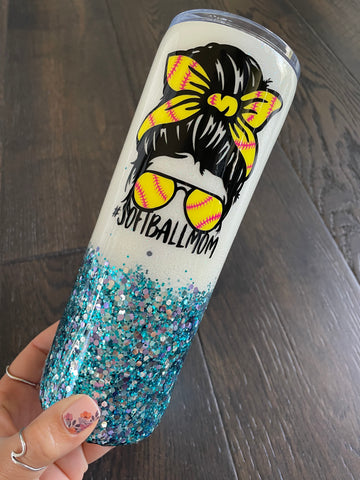 Glitter Softball Mom Tumbler