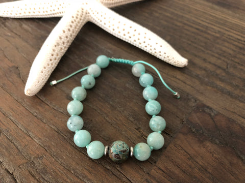 Ocean Jasper and Amazonite Beaded Bracelet