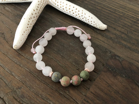 Matte Rose Quartz and Unakite Beaded Bracelet