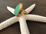 Amazonite Rose Gold Plated Brass Adjustable Ring