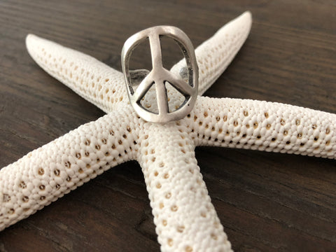 Peace Handmade Adjustable Silver Ring