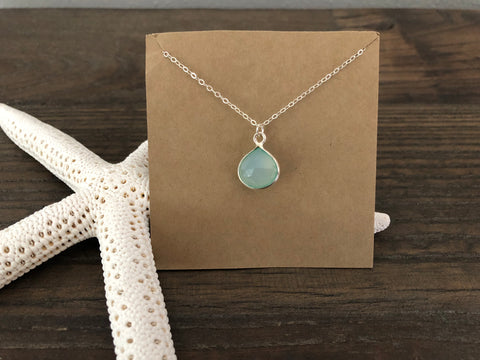 Aqua Chalcedony Gemstone Necklace