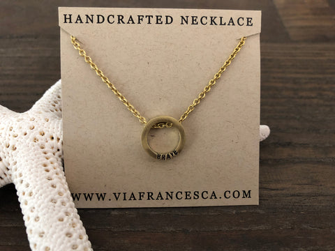 Brass Washer Brave Dainty Minimalist Necklace