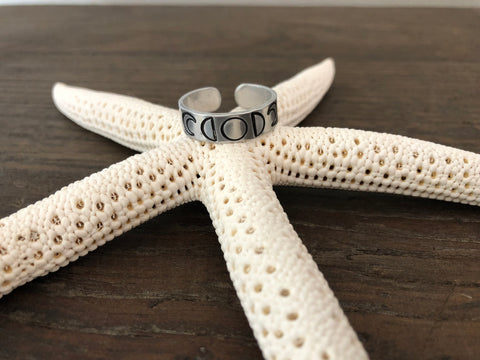 Custom Hand Stamped Aluminum Ring - Moon Phases