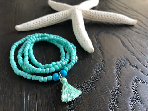 Teal Tassel Wrap